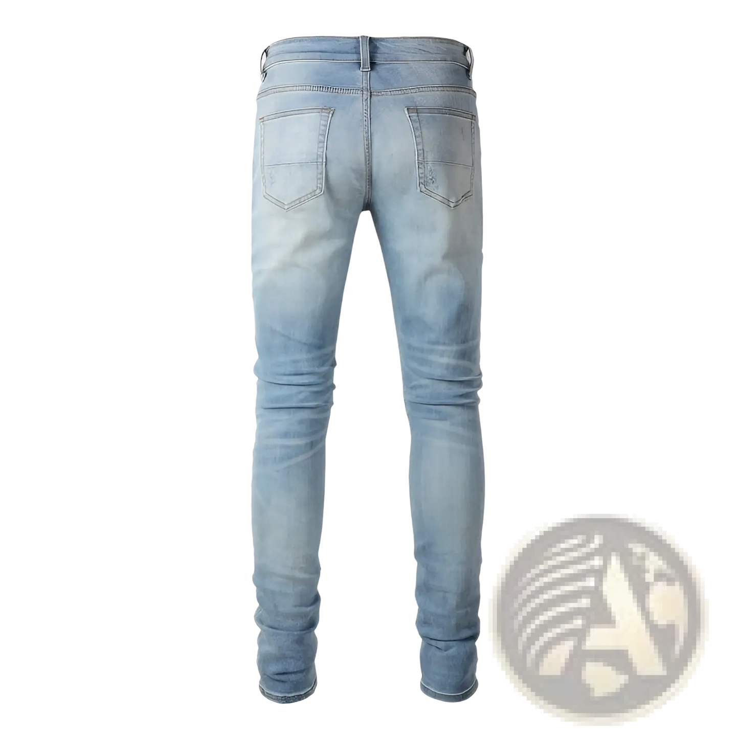 Men's Slim Fit Bandana Patch Light Wash Distressed Jeans