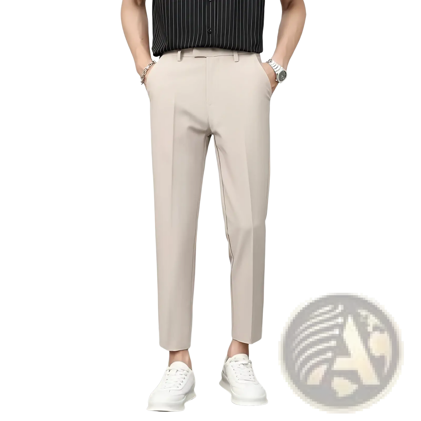 Men's Slim Fit British Style Tailored Straight Leg Trousers