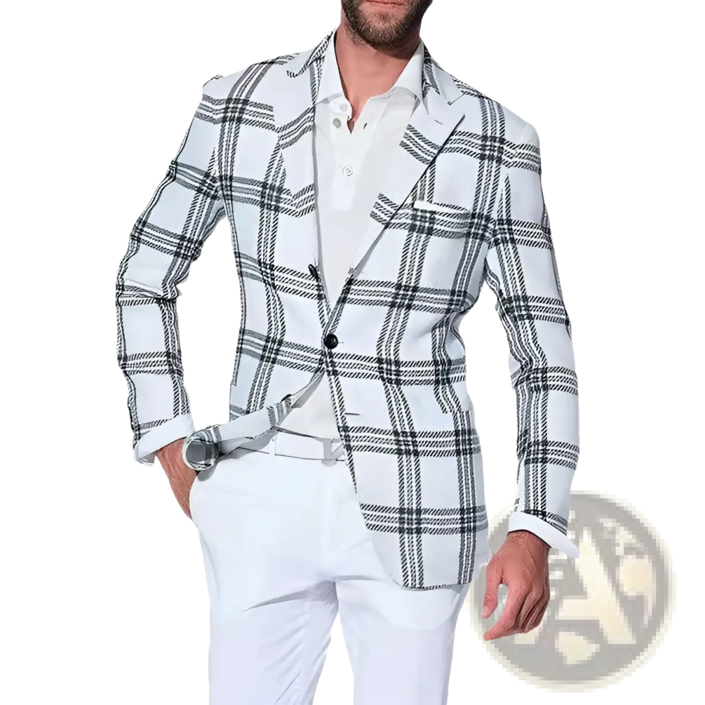 Men's Slim Fit Business Casual Plaid and Solid Blazers
