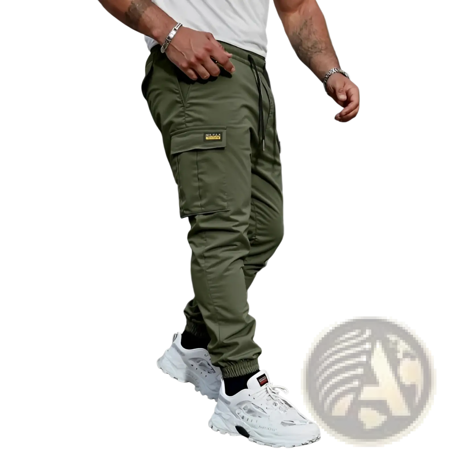 Men's Slim Fit Cropped Cargo Joggers with Drawstring Waist