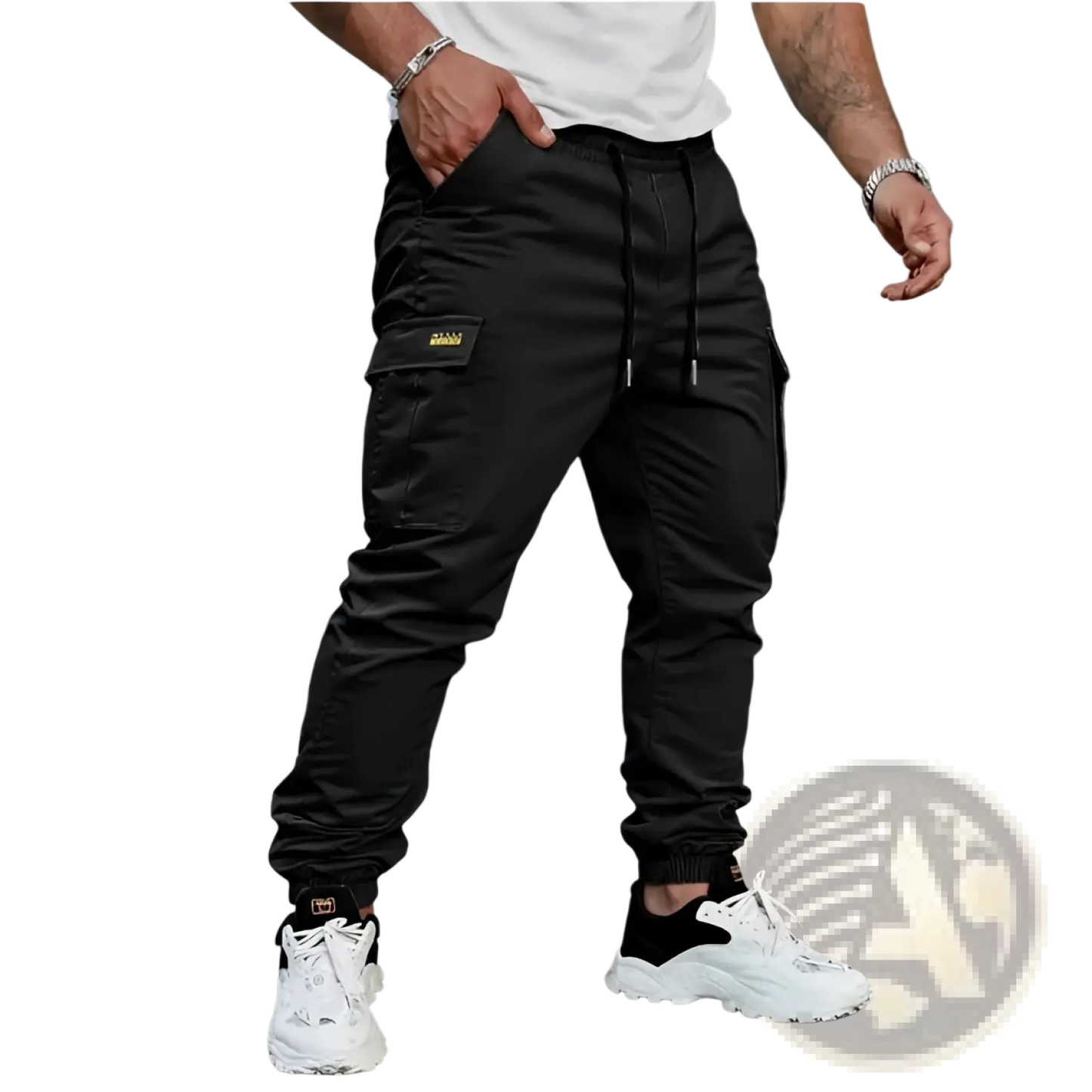 Men's Slim Fit Cropped Cargo Joggers with Drawstring Waist