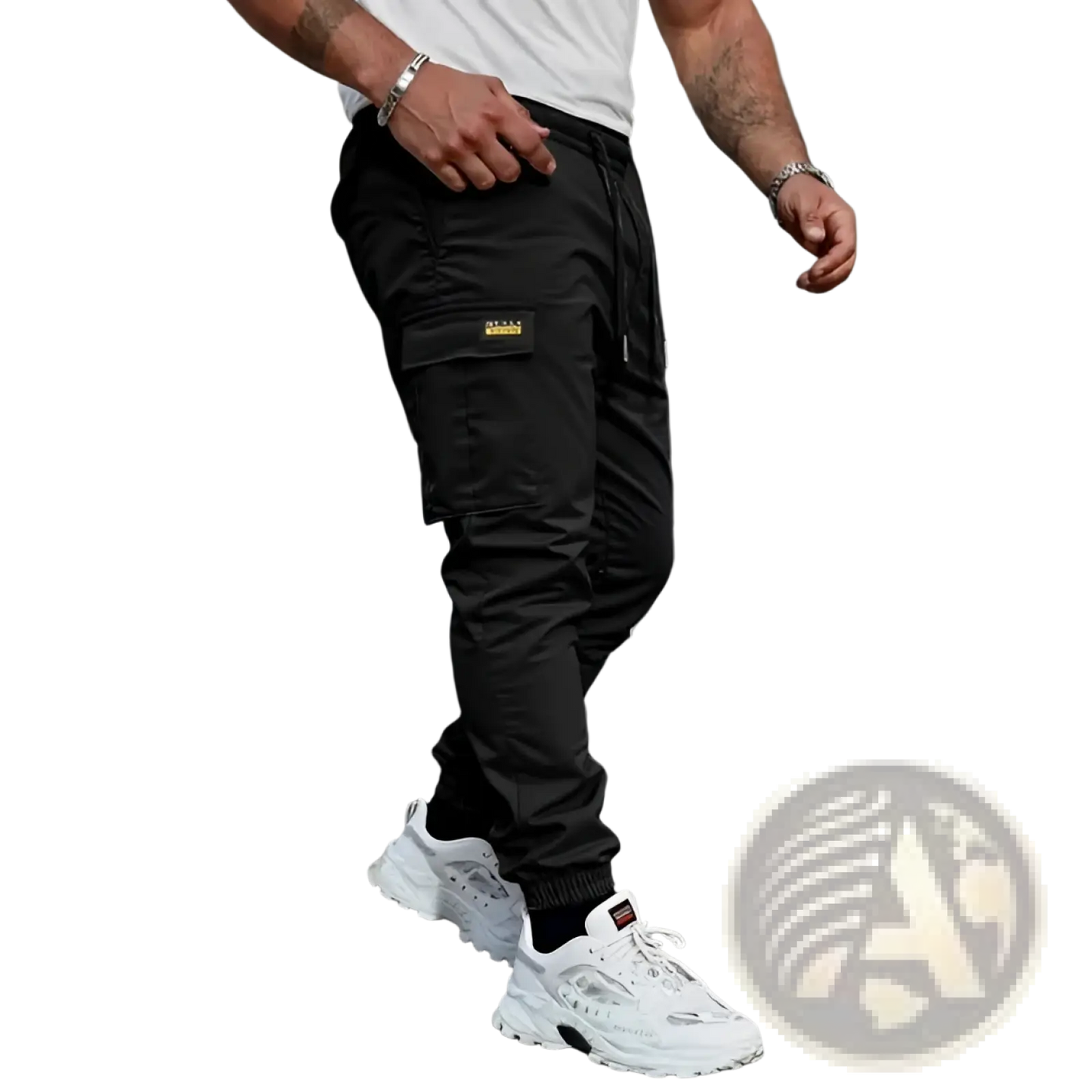 Men's Slim Fit Cropped Cargo Joggers with Drawstring Waist
