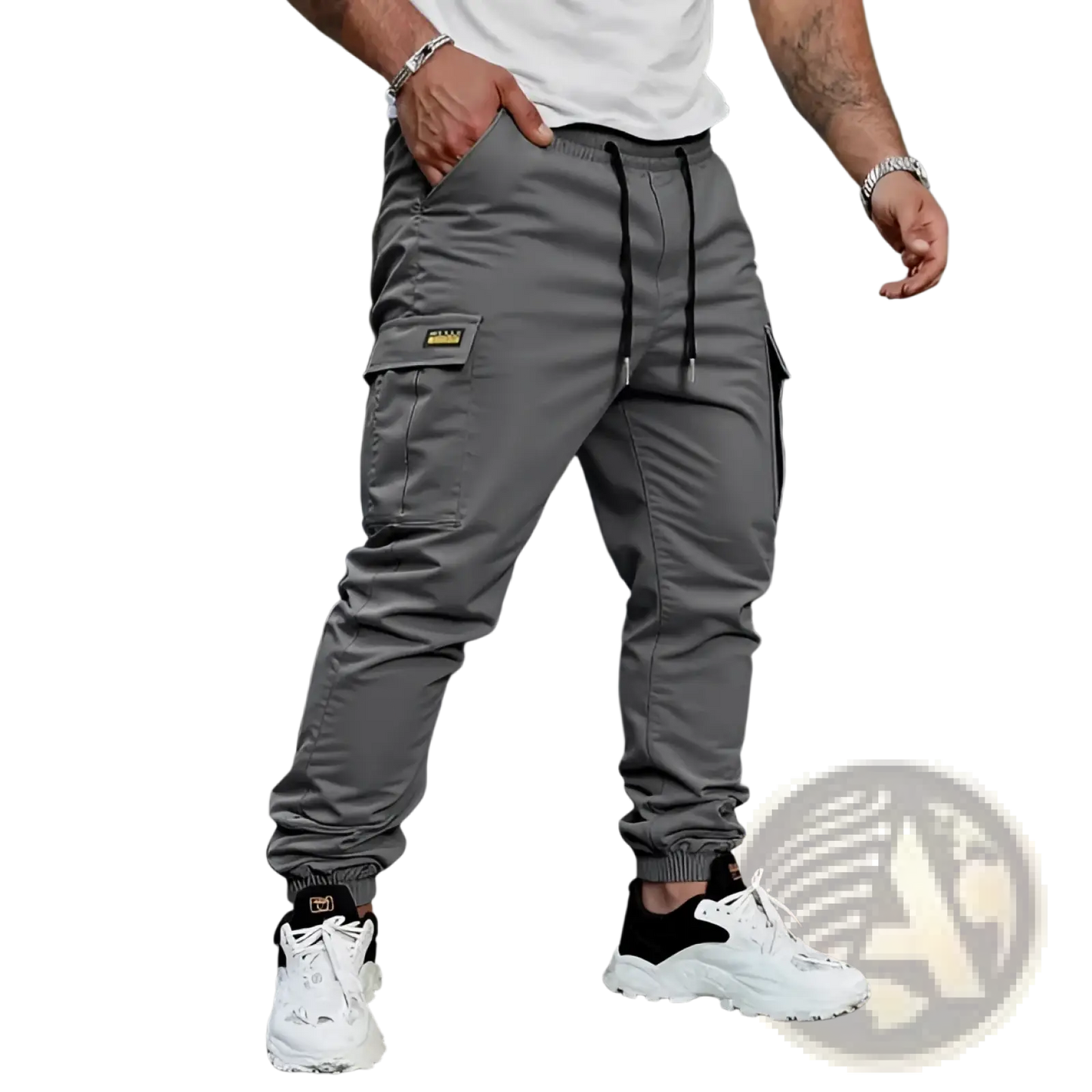 Men's Slim Fit Cropped Cargo Joggers with Drawstring Waist