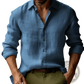 Men's Slim Fit Digital Print Linen Blend Casual Shirt