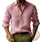 Men's Slim Fit Digital Print Linen Blend Casual Shirt