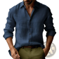 Men's Slim Fit Digital Print Linen Blend Casual Shirt