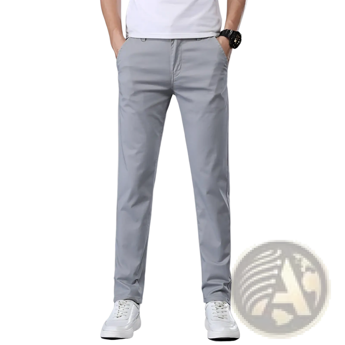 Men's Slim Fit Elastic Cotton Straight Leg Chino Pants