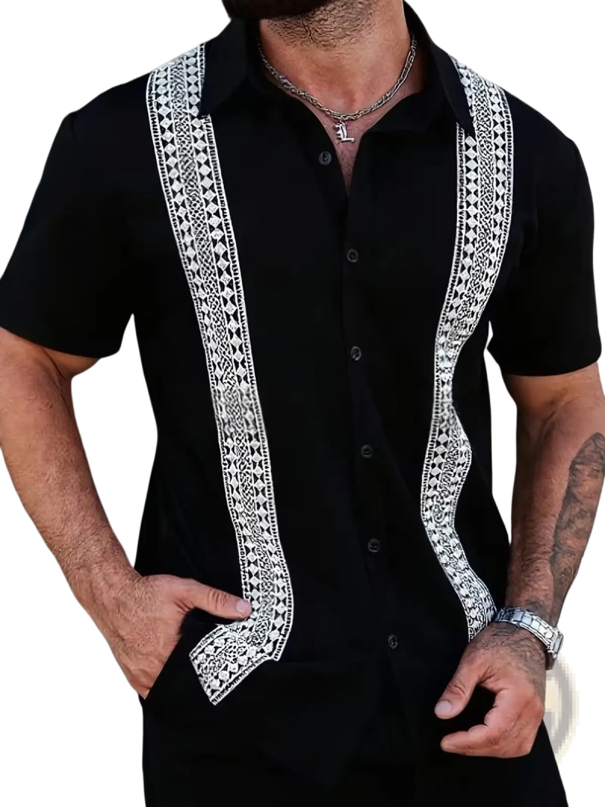 Men's Slim Fit Korean Style Short Sleeve Printed Summer Shirt