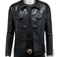 Men's Slim Fit Leather Denim Style Utility Jacket