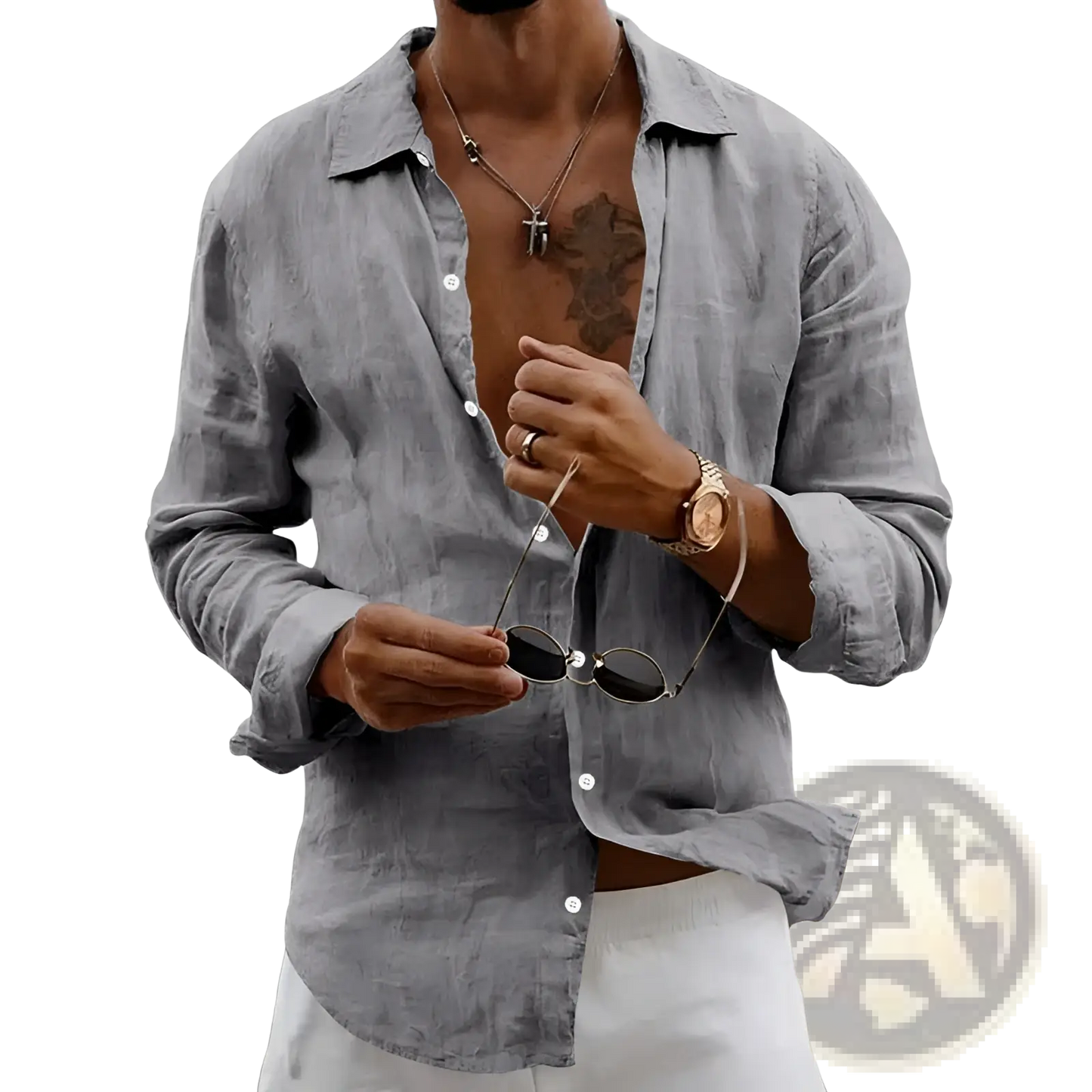 Men's Slim Fit Linen Blend Long Sleeve Casual Shirt