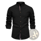 Men's Slim Fit Linen Blend Mandarin Collar Shirt