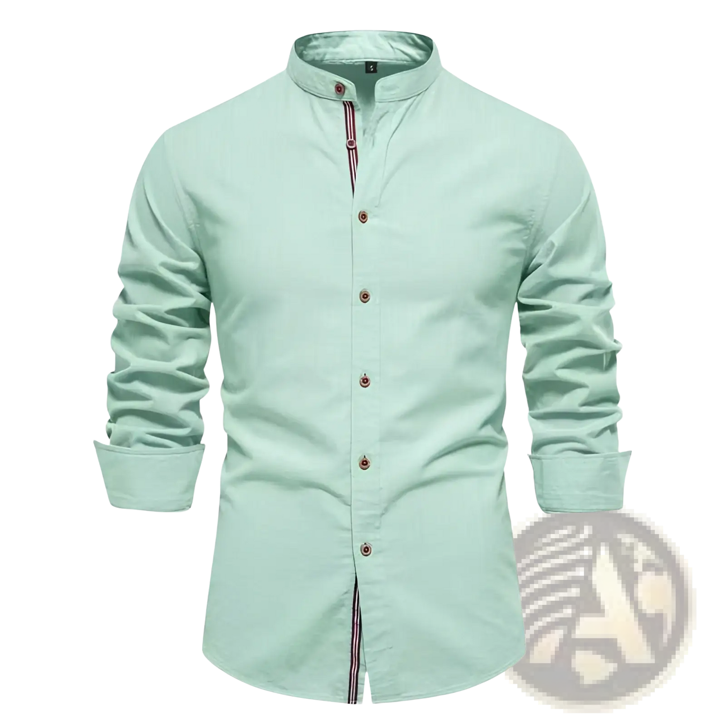 Men's Slim Fit Linen Blend Mandarin Collar Shirt