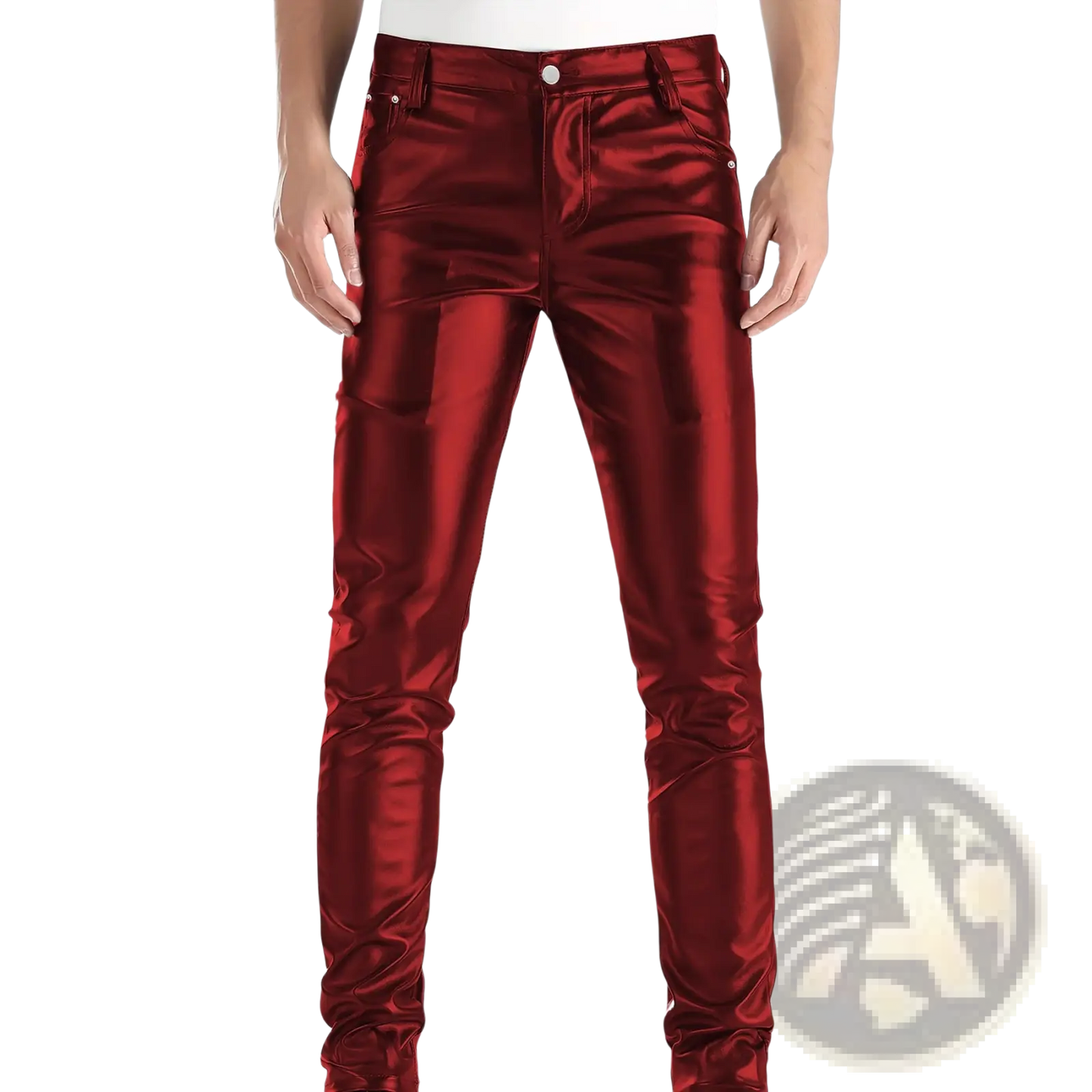 Men's Slim Fit Metallic and Matte Faux Leather Pants