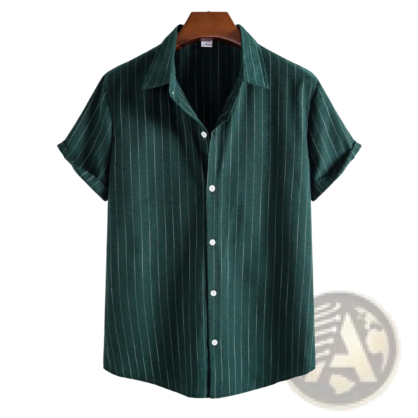 Men's Slim Fit Pinstripe Short Sleeve Button Up Shirt