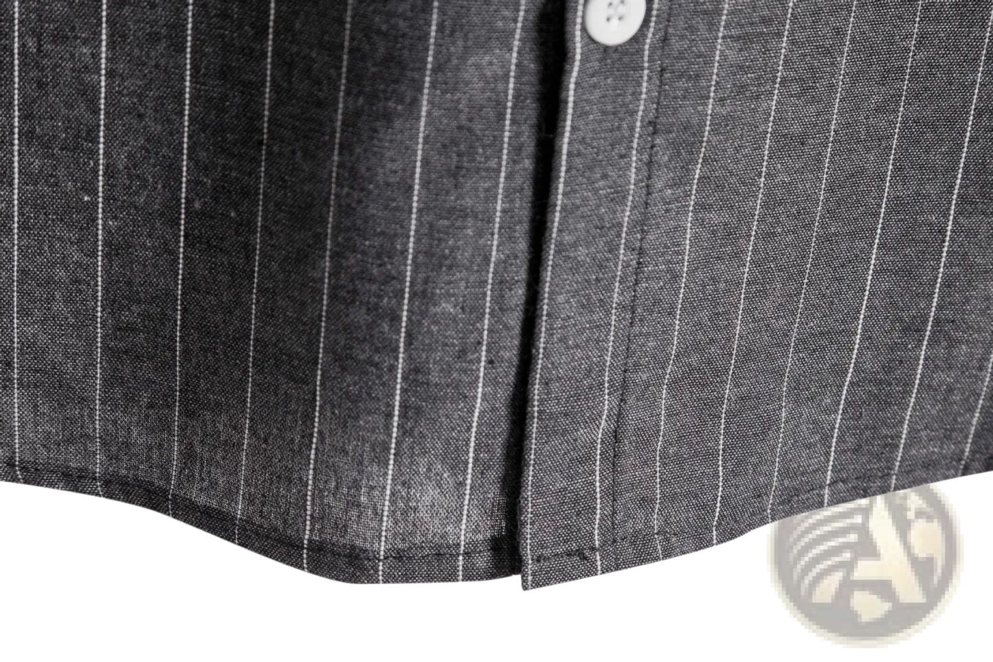 Men's Slim Fit Pinstripe Short Sleeve Button Up Shirt
