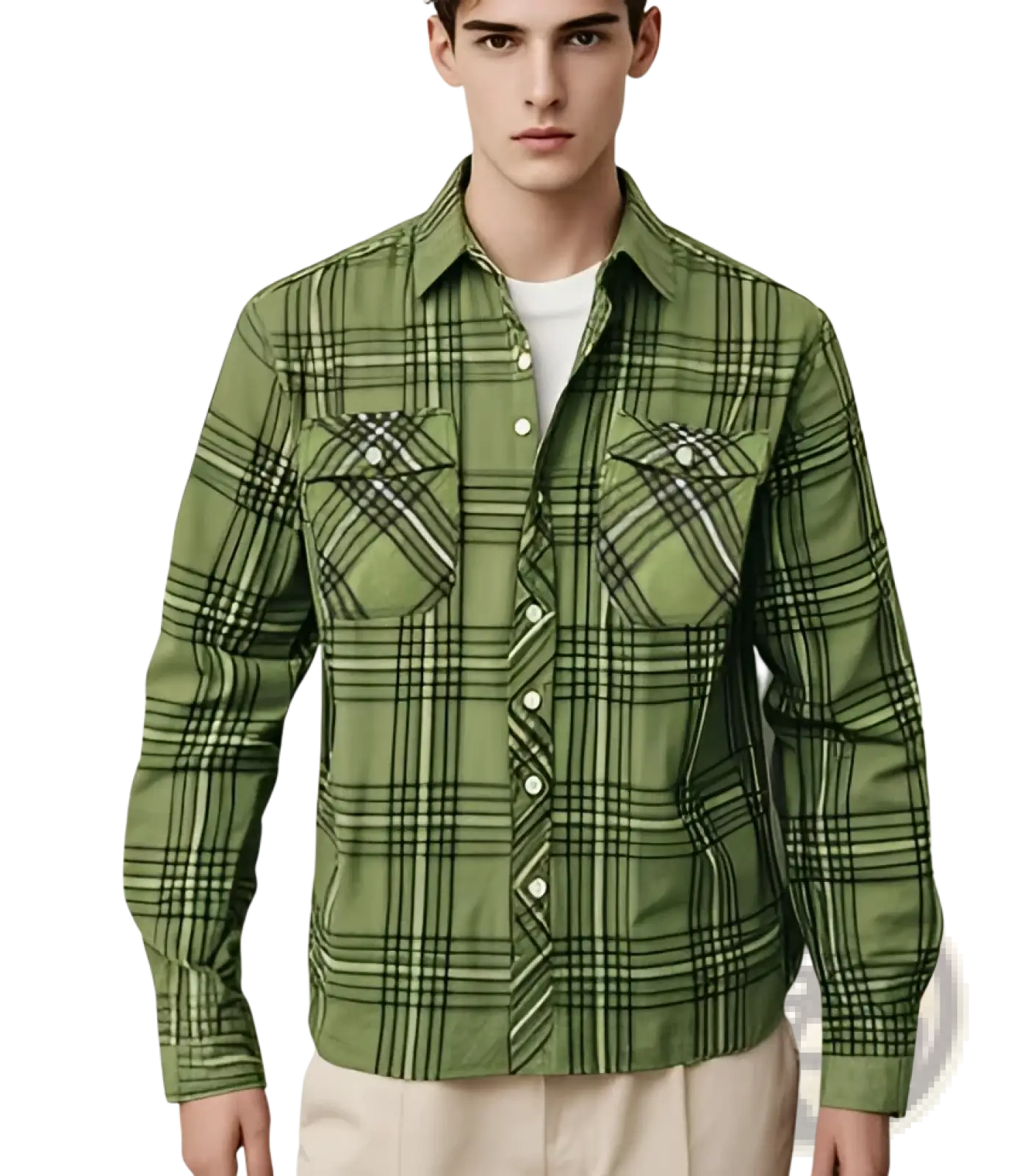 Men's Slim Fit Plaid Flannel Button Up Shirt