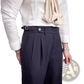Men's Slim Fit Pleated Summer Linen Suit Trousers