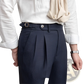 Men's Slim Fit Pleated Summer Linen Suit Trousers