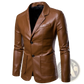 Men's Slim Fit Pu Leather Blazer Jacket