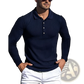 Men's Slim Fit Ribbed Knit Long Sleeve Polo Shirt