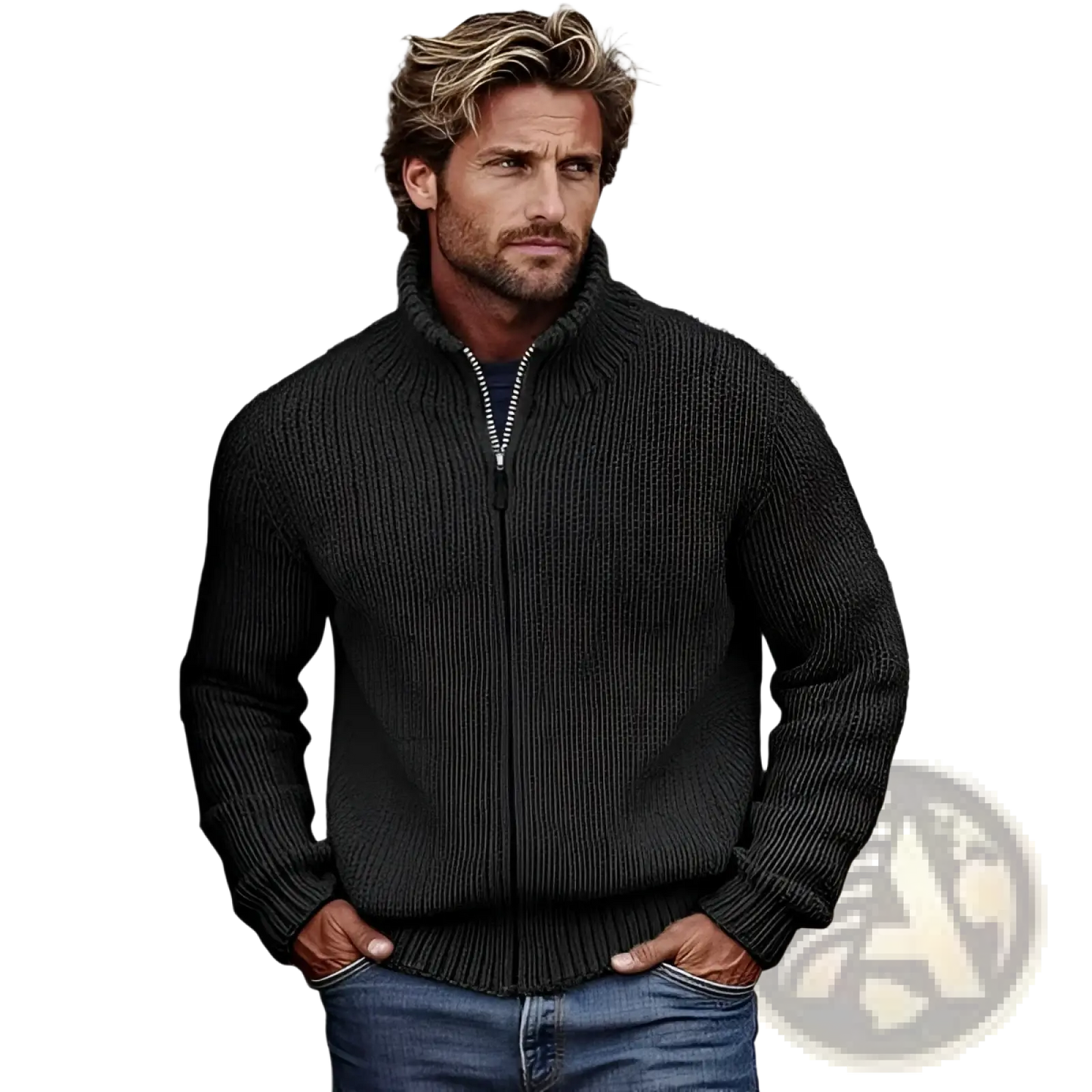 Men's Slim Fit Ribbed Knit Zip Up Sweater Jacket