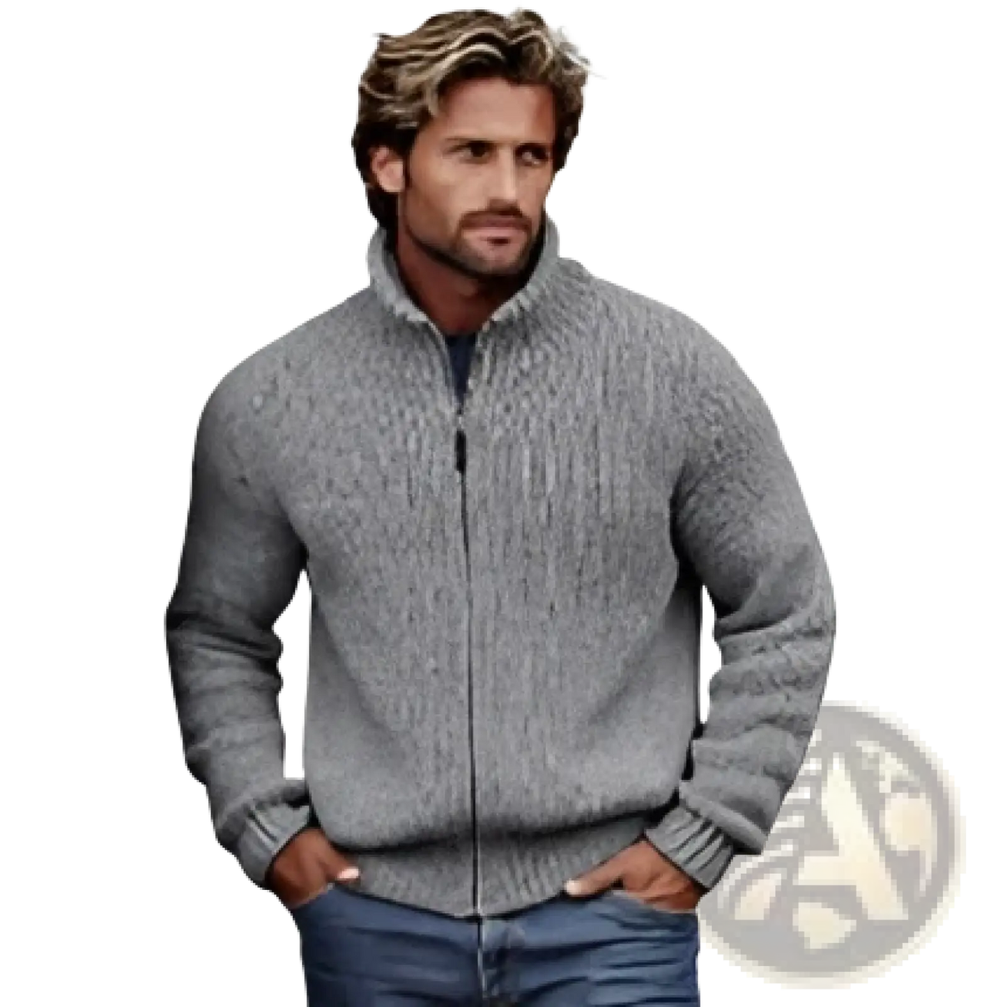 Men's Slim Fit Ribbed Knit Zip Up Sweater Jacket