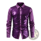 Men's Slim Fit Sequin Party Shirt with Satin Accents