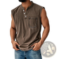 Men's Slim Fit Sleeveless Denim Henley Shirt