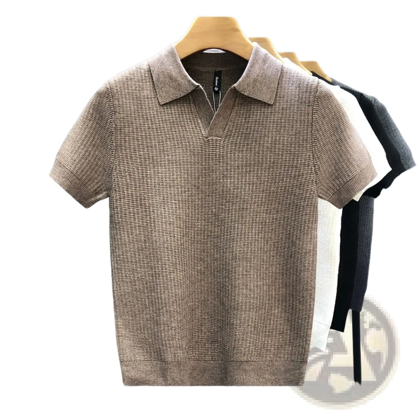 Men's Slim Fit Textured Knit Summer Polo Shirt