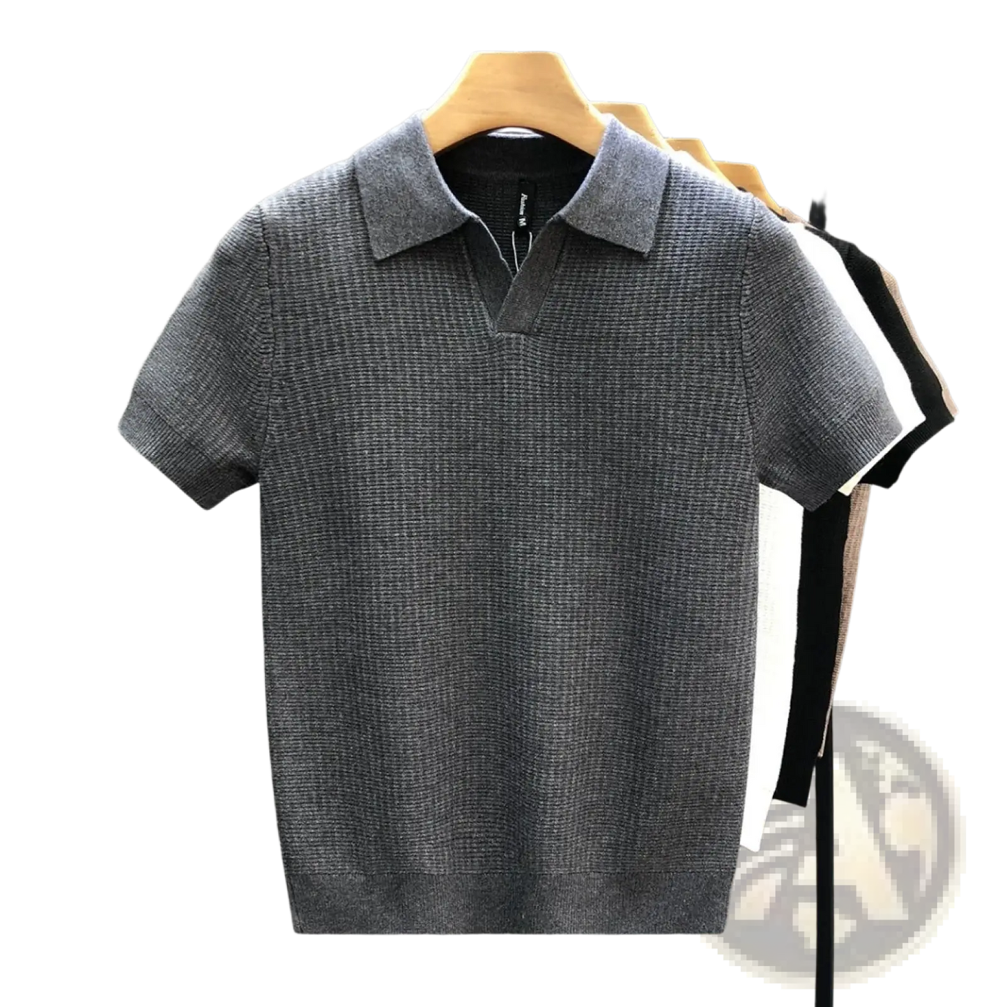 Men's Slim Fit Textured Knit Summer Polo Shirt