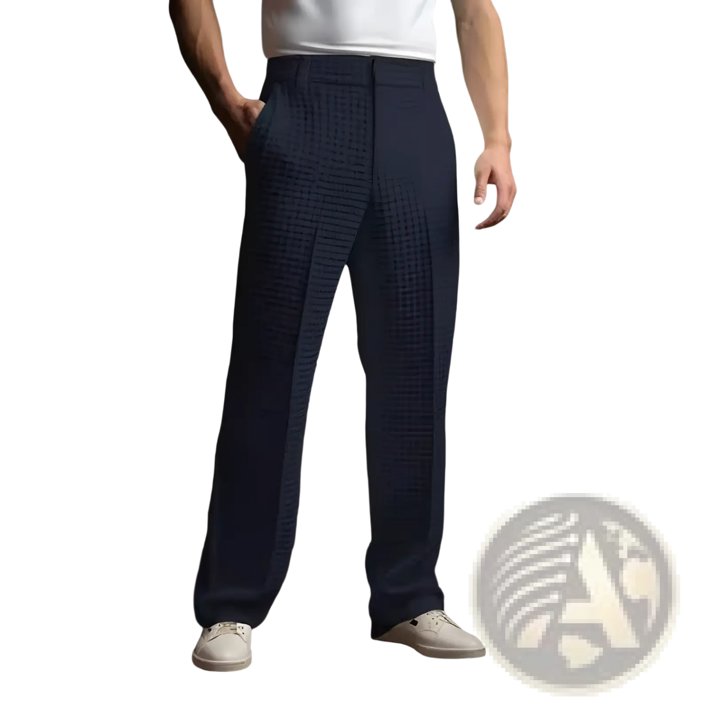 Men's Slim Fit Waffle Knit Straight Leg Business Trousers