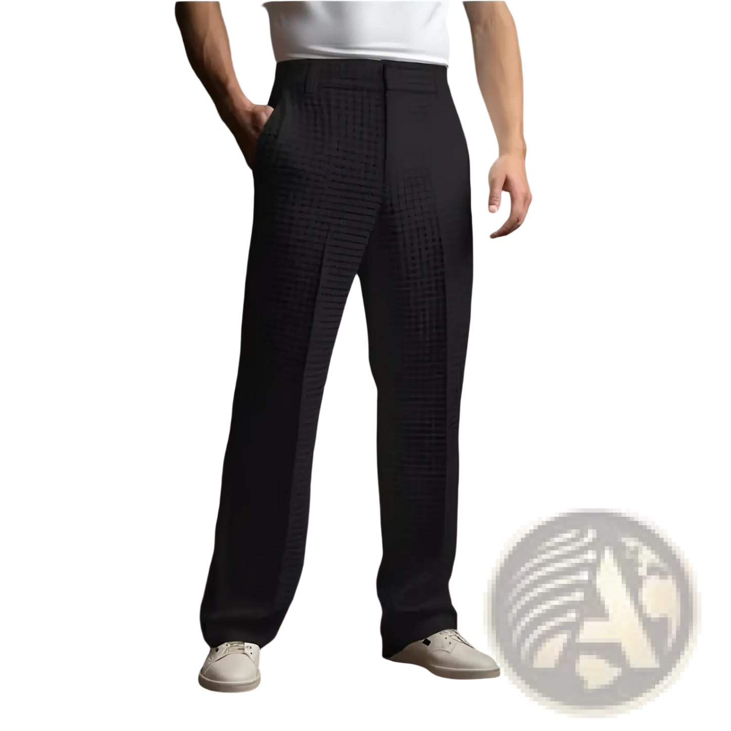 Men's Slim Fit Waffle Knit Straight Leg Business Trousers