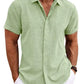 Men's Relaxed Fit Solid Linen Short Sleeve Shirt