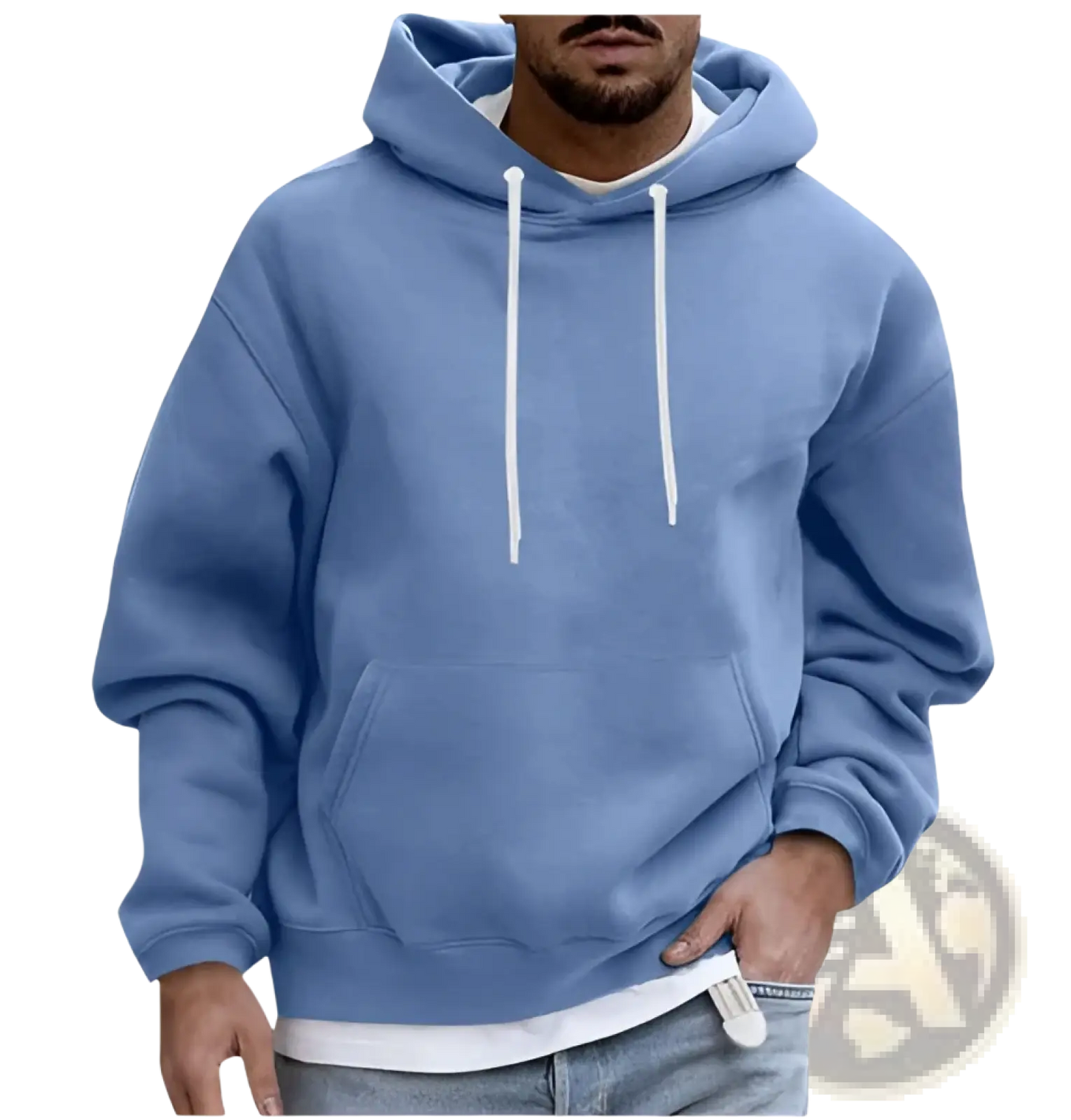Men's Solid Drop Shoulder Pullover Hoodie