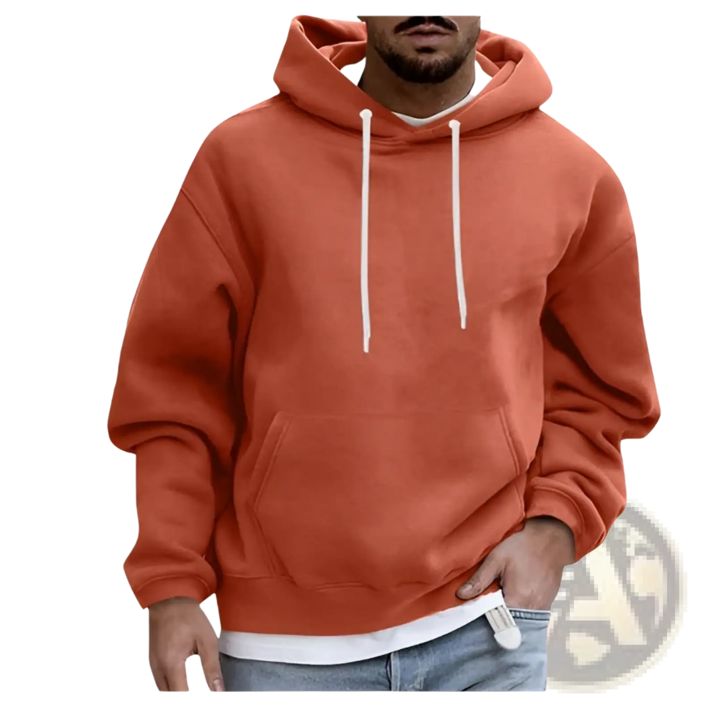 Men's Solid Drop Shoulder Pullover Hoodie