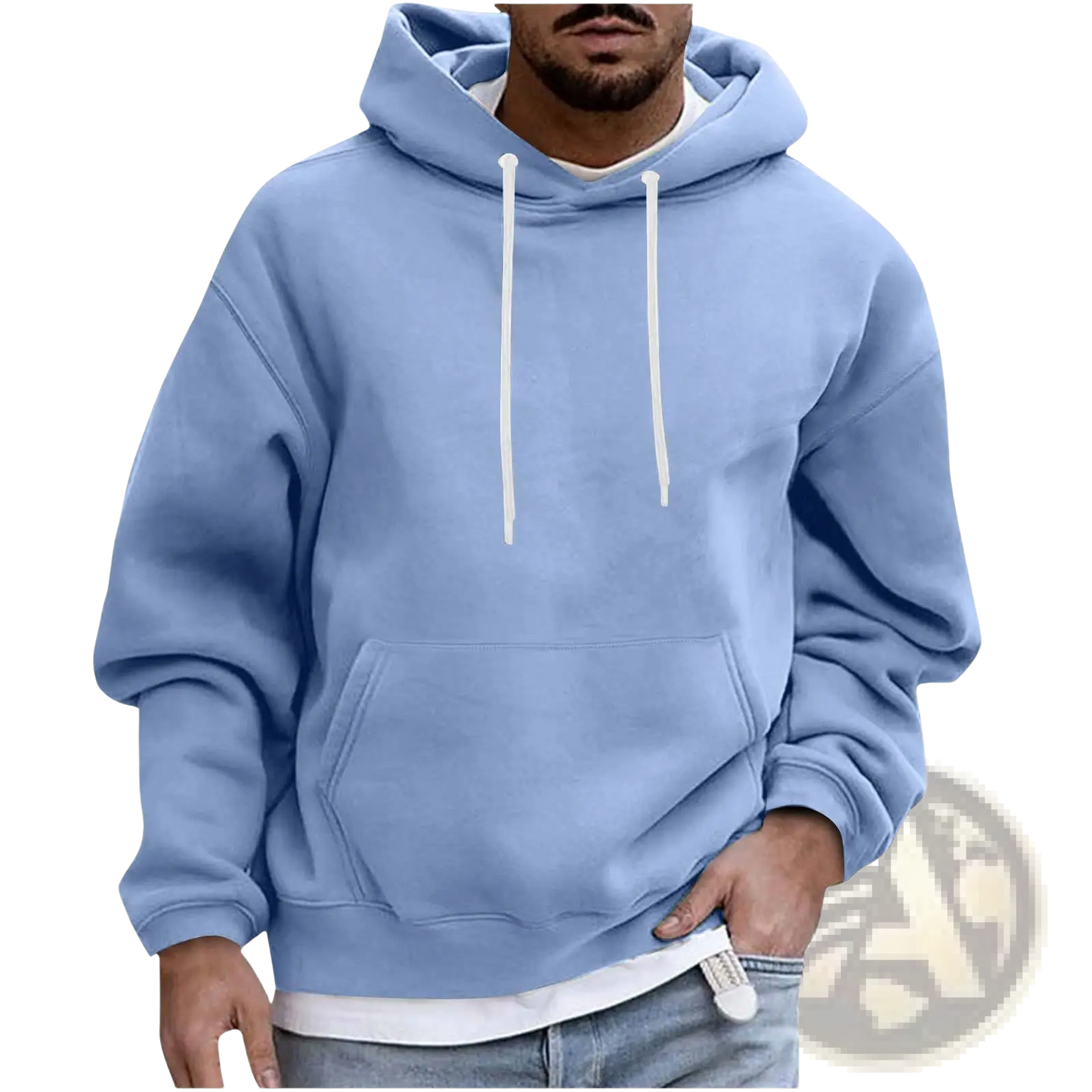 Men's Solid Drop Shoulder Pullover Hoodie
