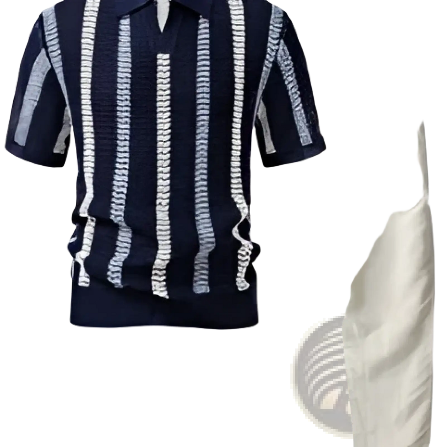 Men’s Striped Breathable Knit Summer Polo Shirt
