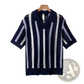 Men’s Striped Breathable Knit Summer Polo Shirt