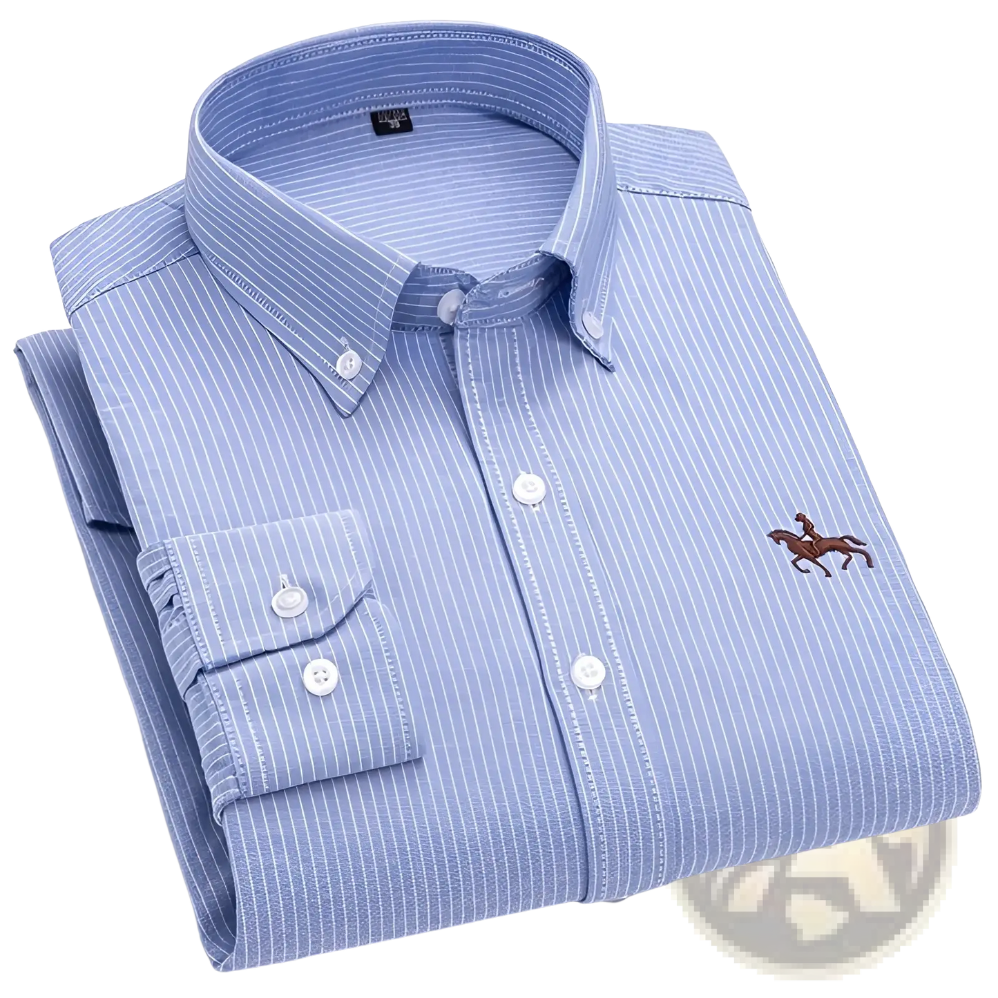 Men's Striped Cotton Embroidered Button Down Shirt