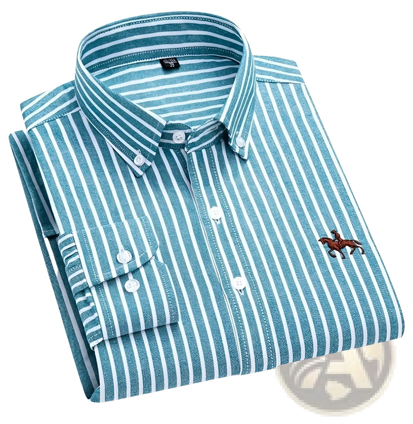 Men's Striped Cotton Embroidered Button Down Shirt