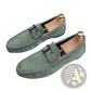 Men's Suede Loafers with Metal Buckle and Rubber Sole