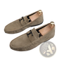 Men's Suede Loafers with Metal Buckle and Rubber Sole