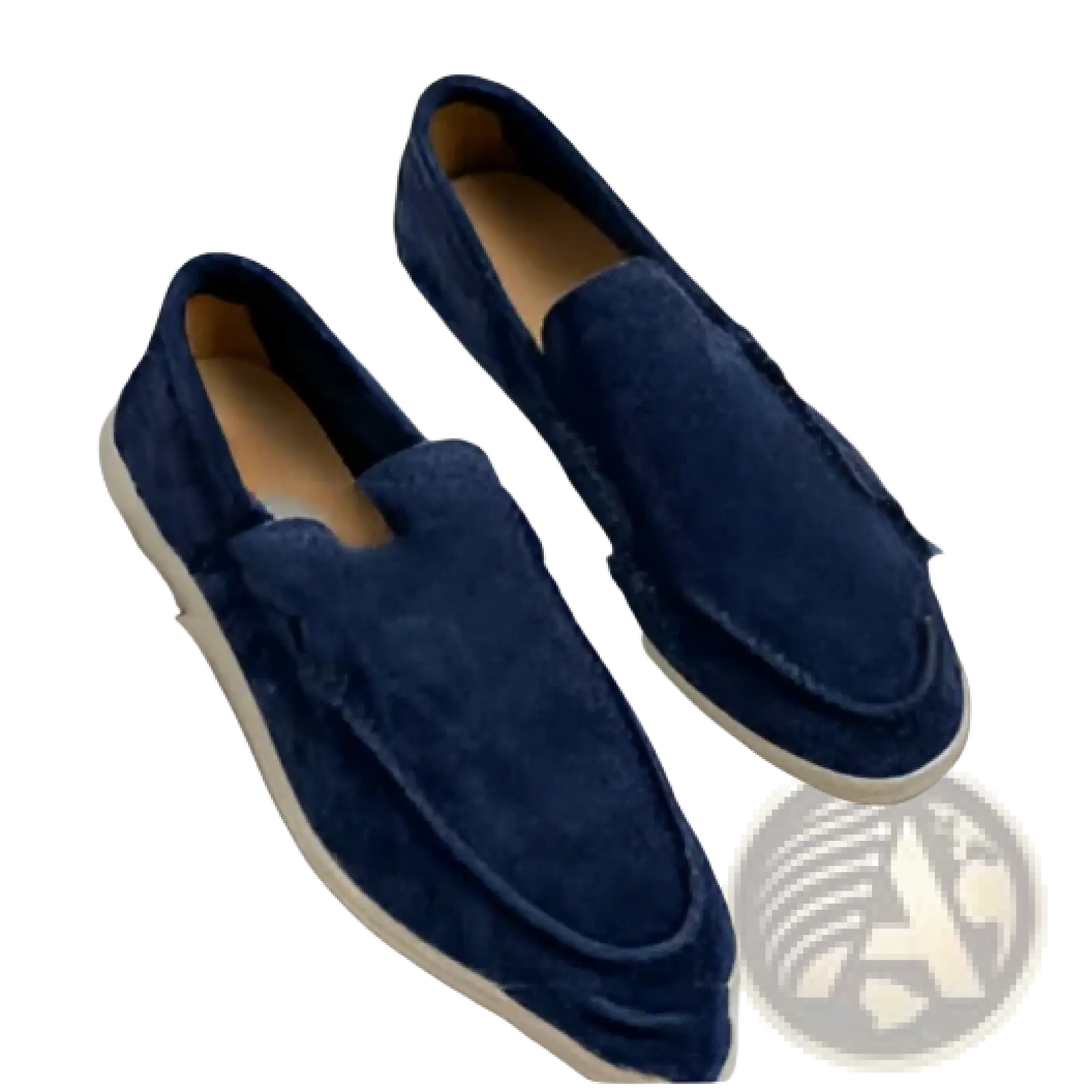 Men's Suede Loafers with White Rubber Sole Casual Shoes