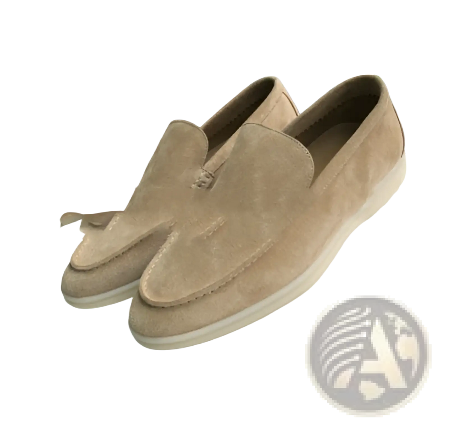 Men's Suede Loafers with White Rubber Sole Casual Shoes