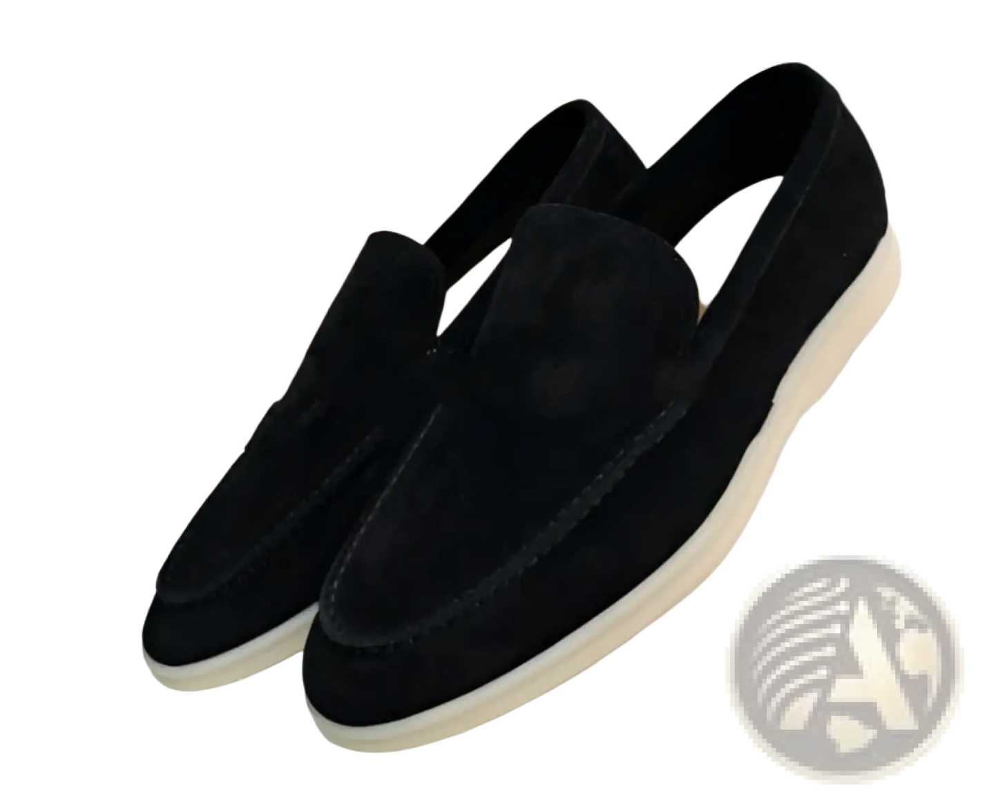 Men's Suede Loafers with White Rubber Sole Casual Shoes