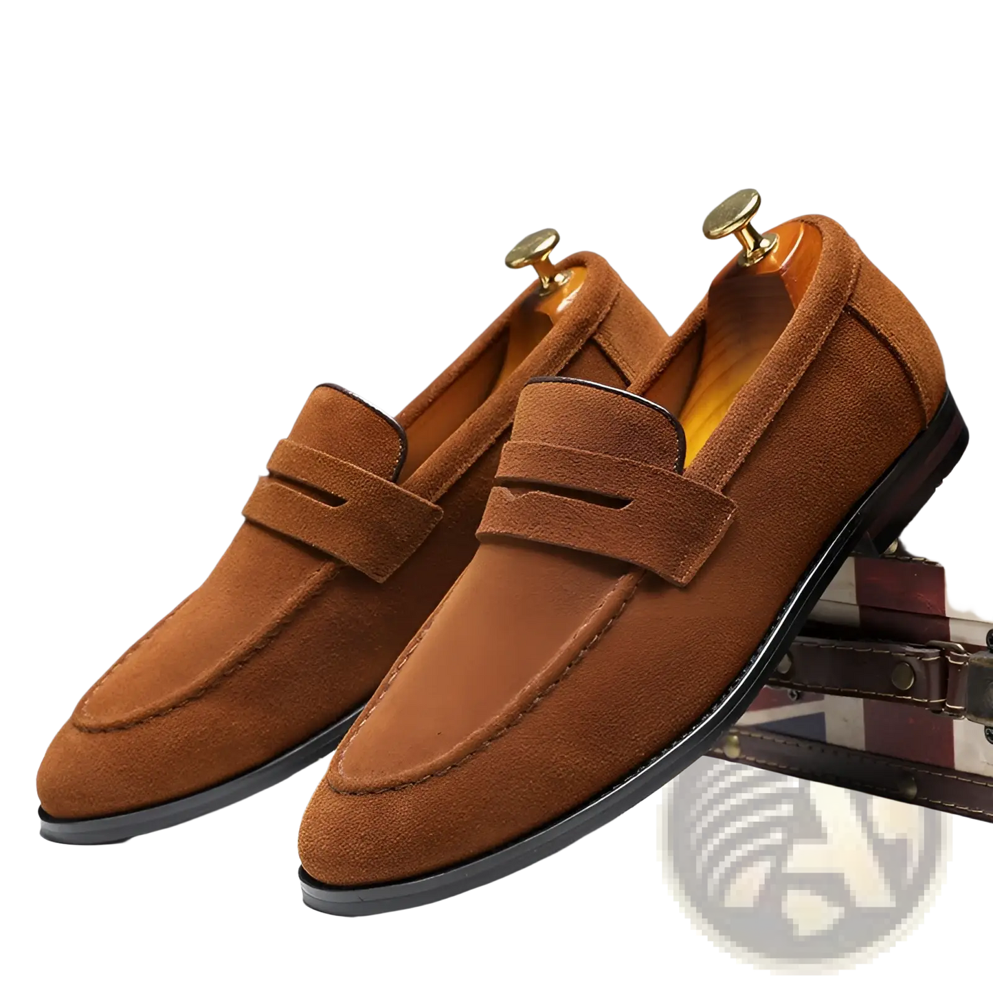 Men's Suede Penny Loafers Casual Leather Slip on Shoes