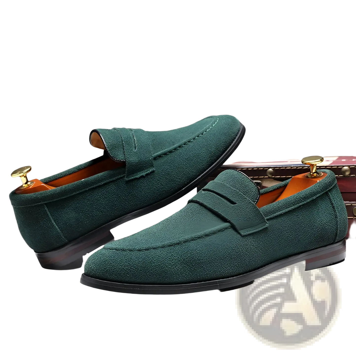 Men's Suede Penny Loafers Casual Leather Slip on Shoes