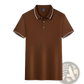 Men's Summer Striped Trim Stand Collar Polo Shirt