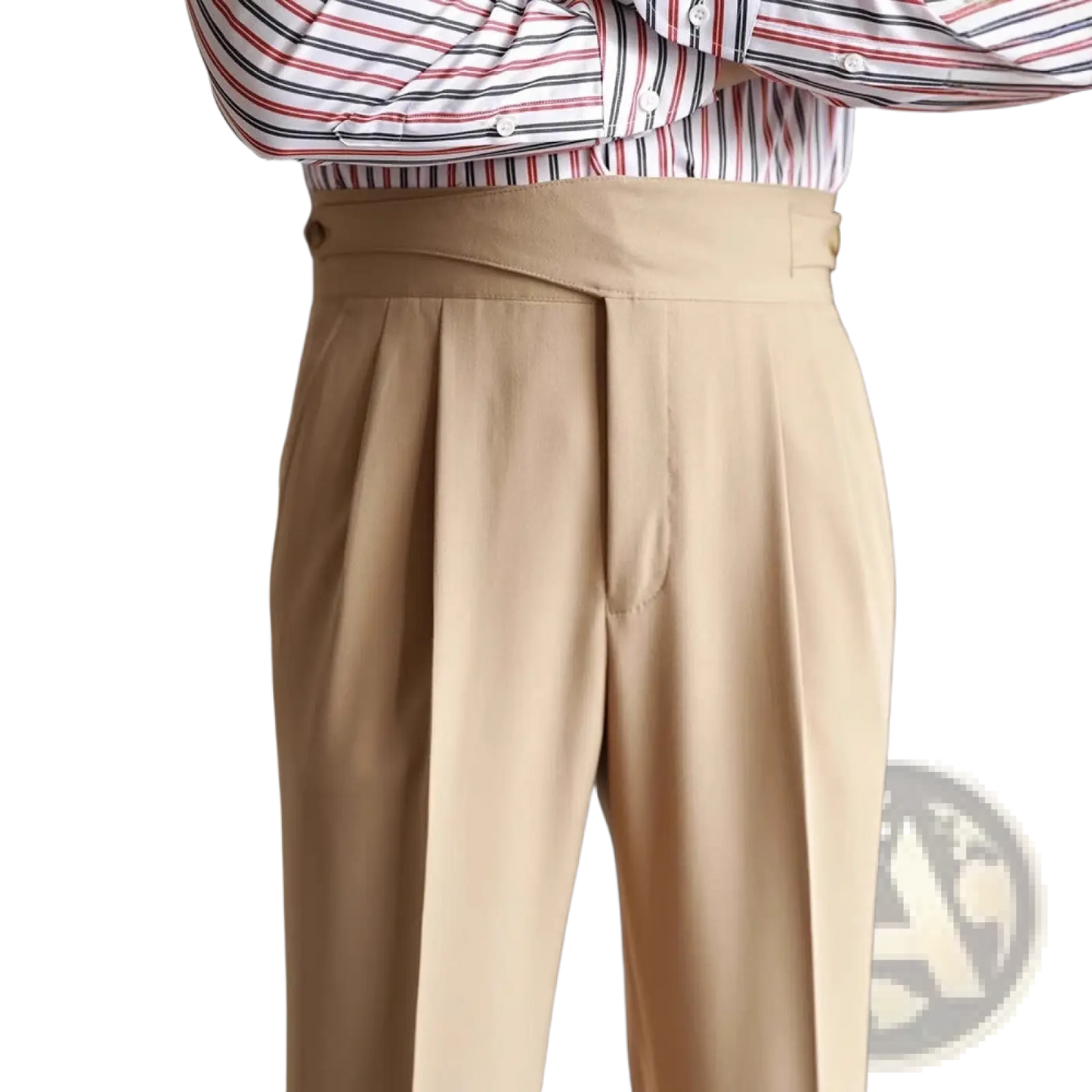 Men's Tailored Pleated Wool Straight Leg Trousers