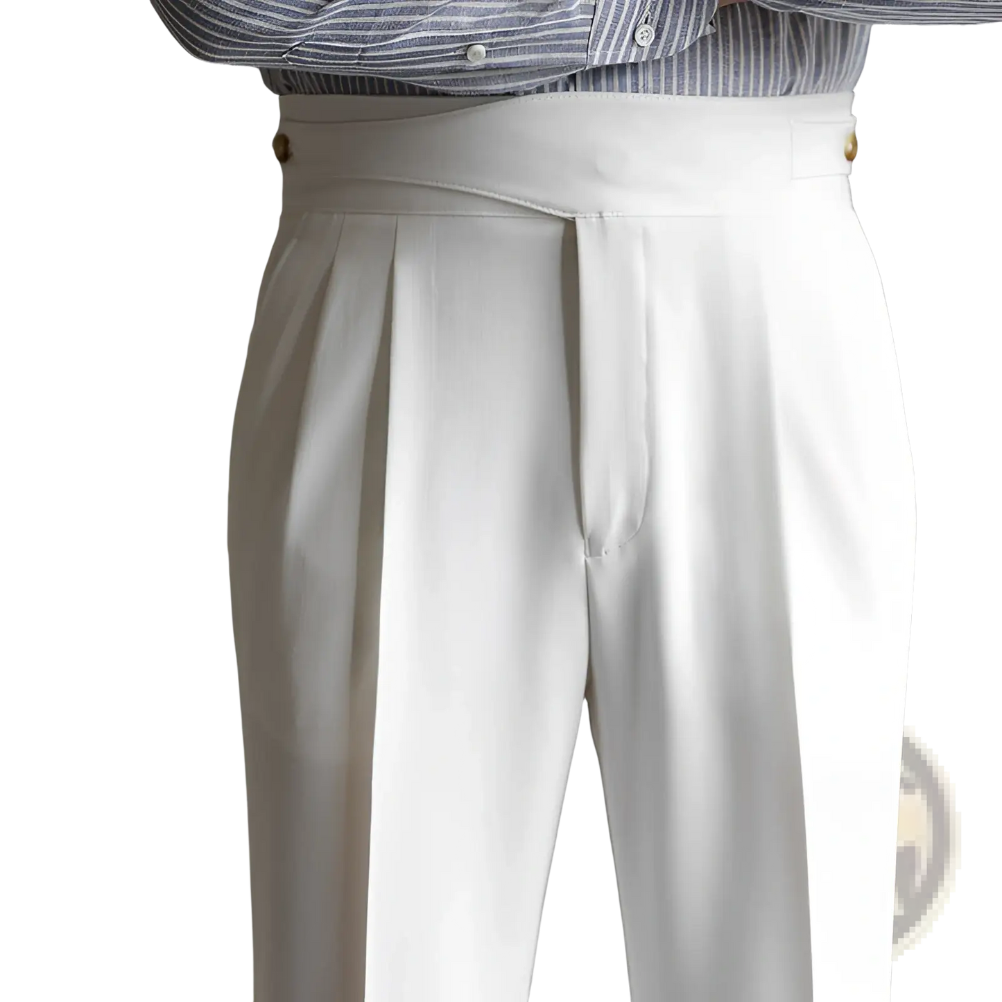 Men's Tailored Pleated Wool Straight Leg Trousers